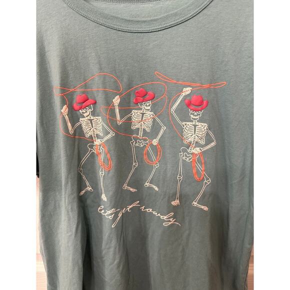 Zoe + Liv "Let's Get Rowdy"Short Sleeve Tee in Mineral Blue, XXL - Picture 2 of 4